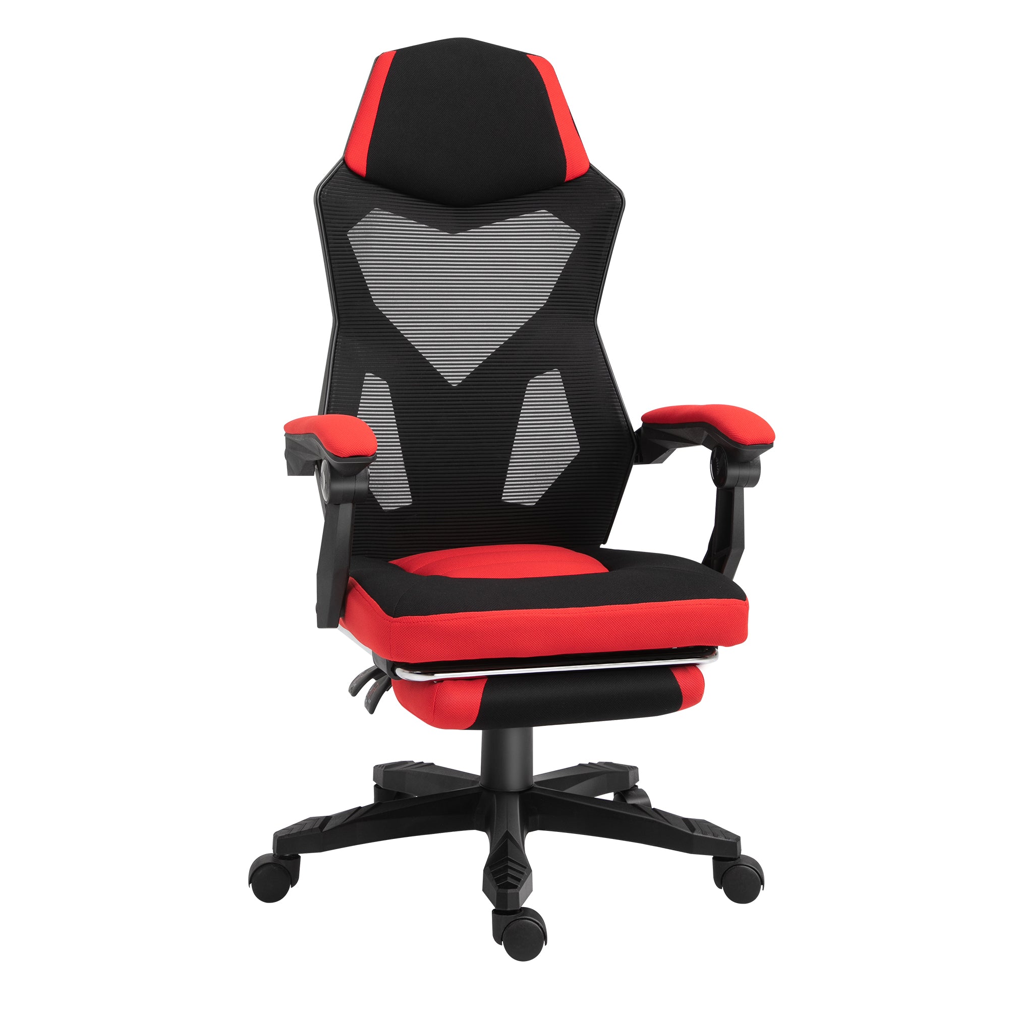 Vinsetto Gaming Chair with Footrest, Height Adjustable, Polyester Black Red