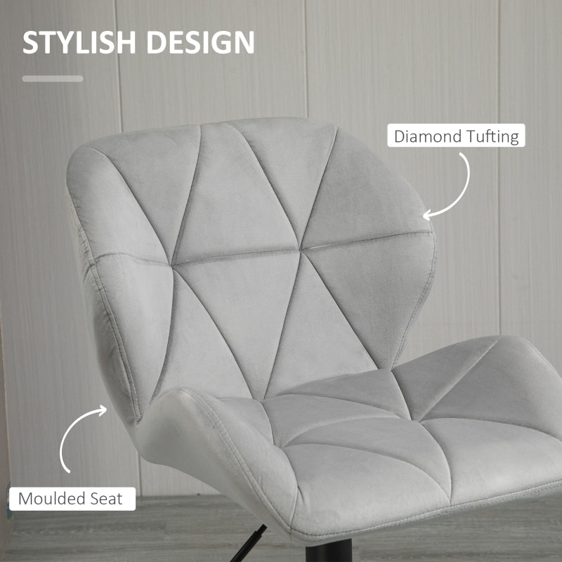 Adjustable Bar Stools Set of 2, Swivel Upholstered with Back and Footrest, Light Grey