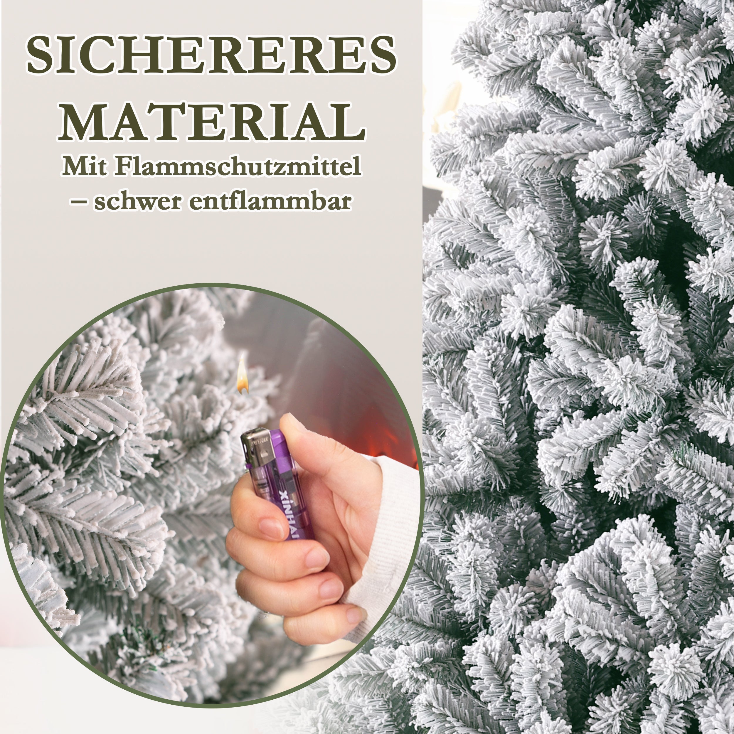 Artificial Christmas Tree 210cm Snow Fir 1298 Tips, 100% PVC