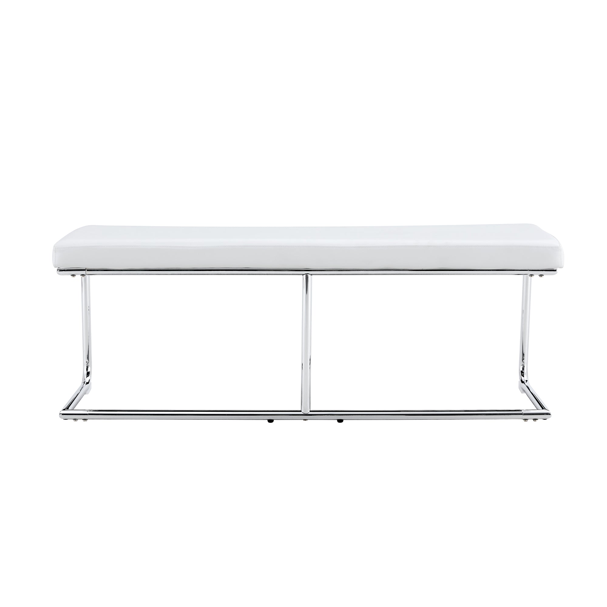 Bench 130cm Modern for Dining Room & Hallway, White Leather