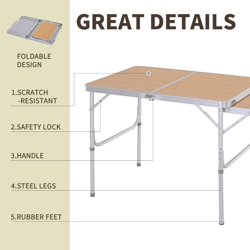 Folding Picnic Table Portable Camping Table MDF-Top Aluminium