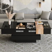 Extendable Coffee Table Hidden Storage High-Gloss - Black