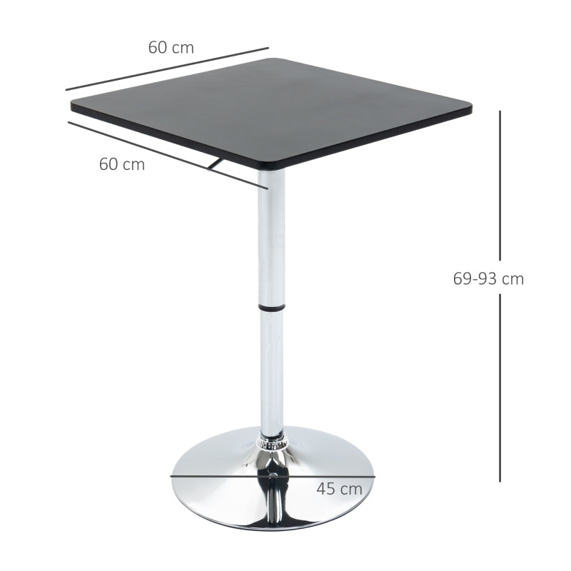 Modern Counter Bar Table, Height Adjustable 360° Swivel, Black and Silver
