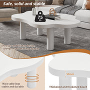 Cloud Shaped Coffee Table, Irregular Round Corner End Table, Modern White Tea Table with 4 Legs