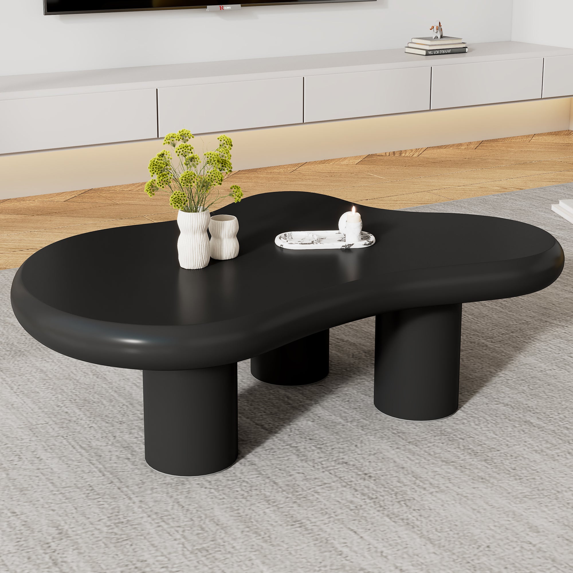 Coffee Table Irregular Cloud-Shaped 97x67x32cm - Lacquered MDF