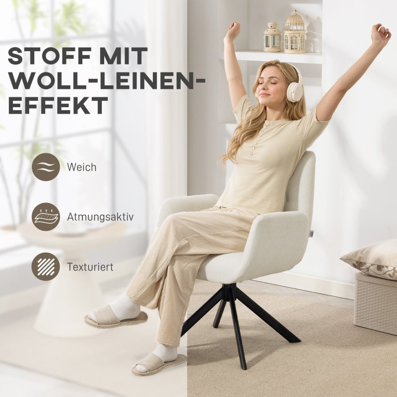 Upholstered Armchair, Accent Chair Modern Design Swivel 120 kg, Cream White