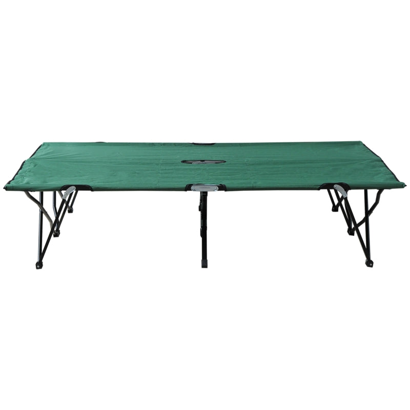 Double Camping Cot Bed Portable with Bag - Green