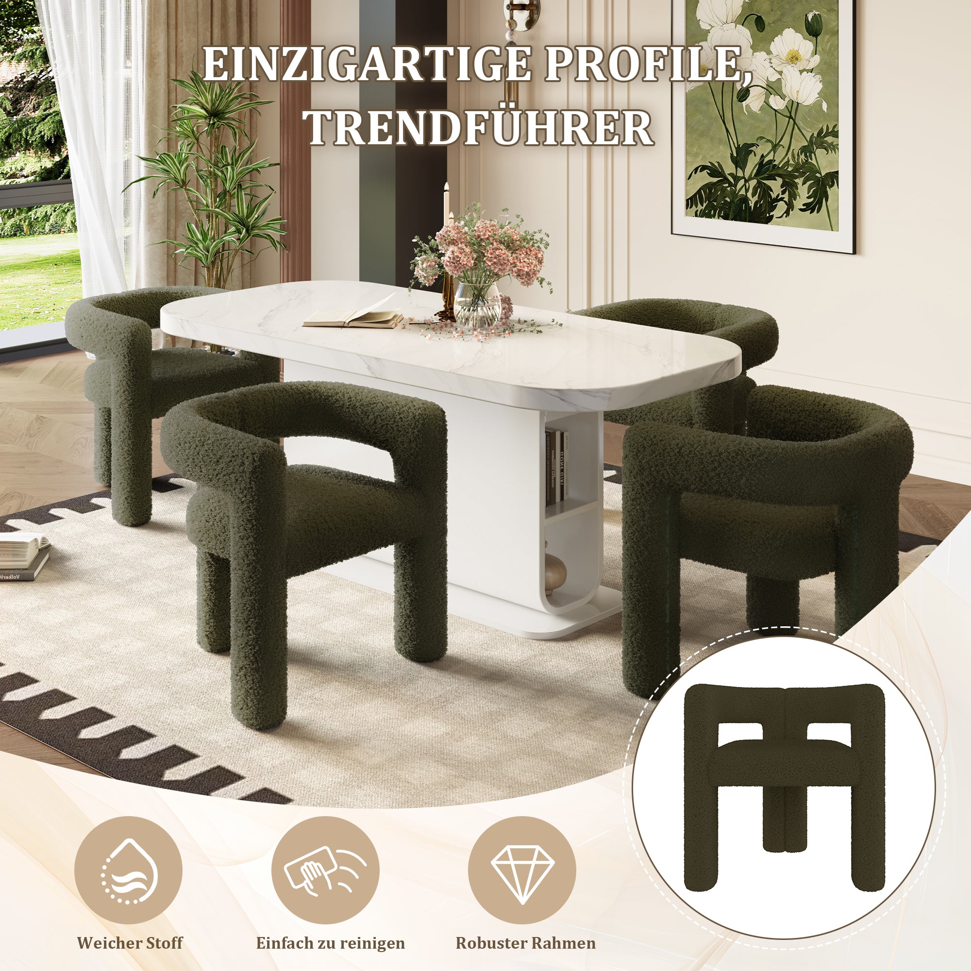 Ergonomic Armchair, Premium Teddy Pile, Modern All-rounder