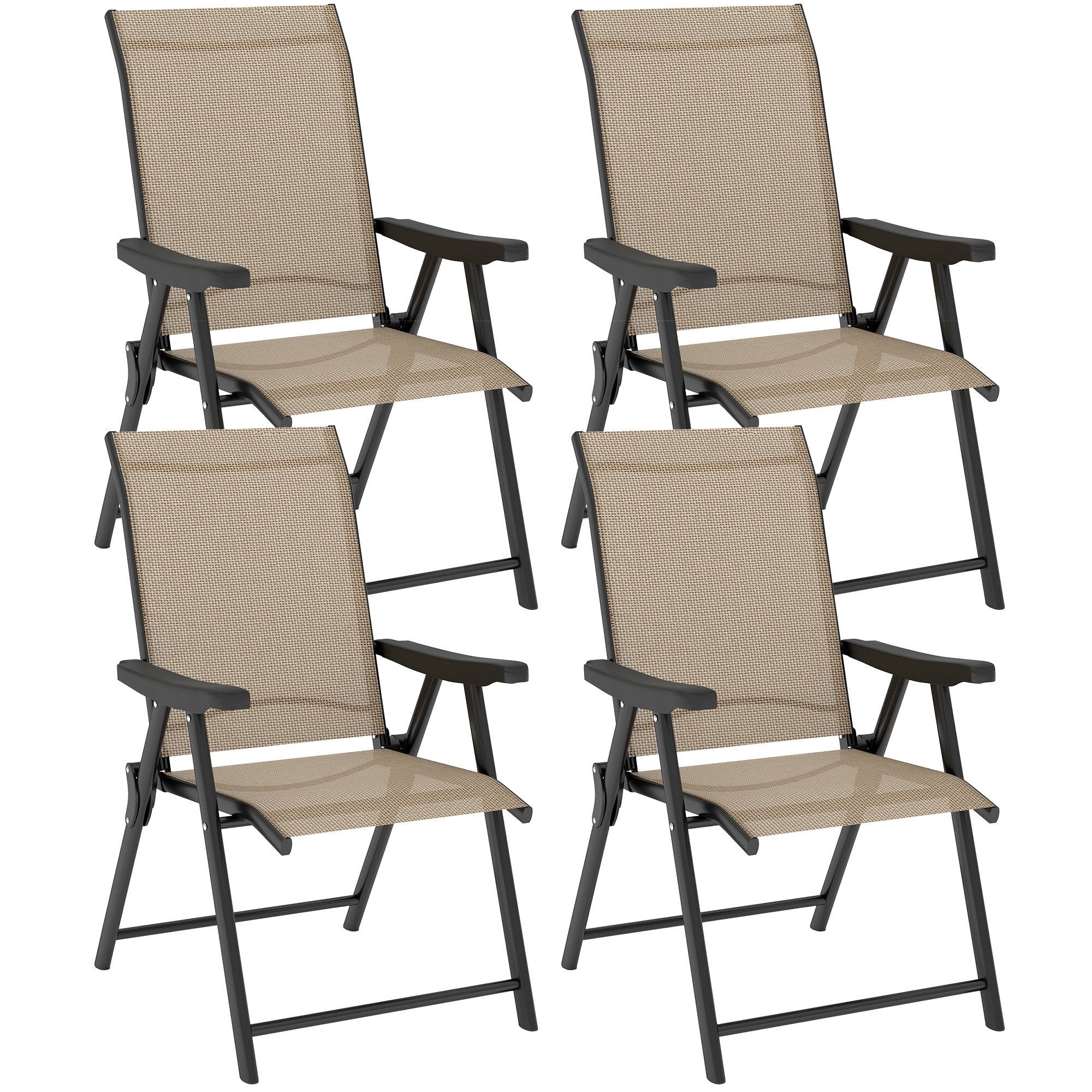 Folding Outdoor Chairs Set of Four Brown/Black