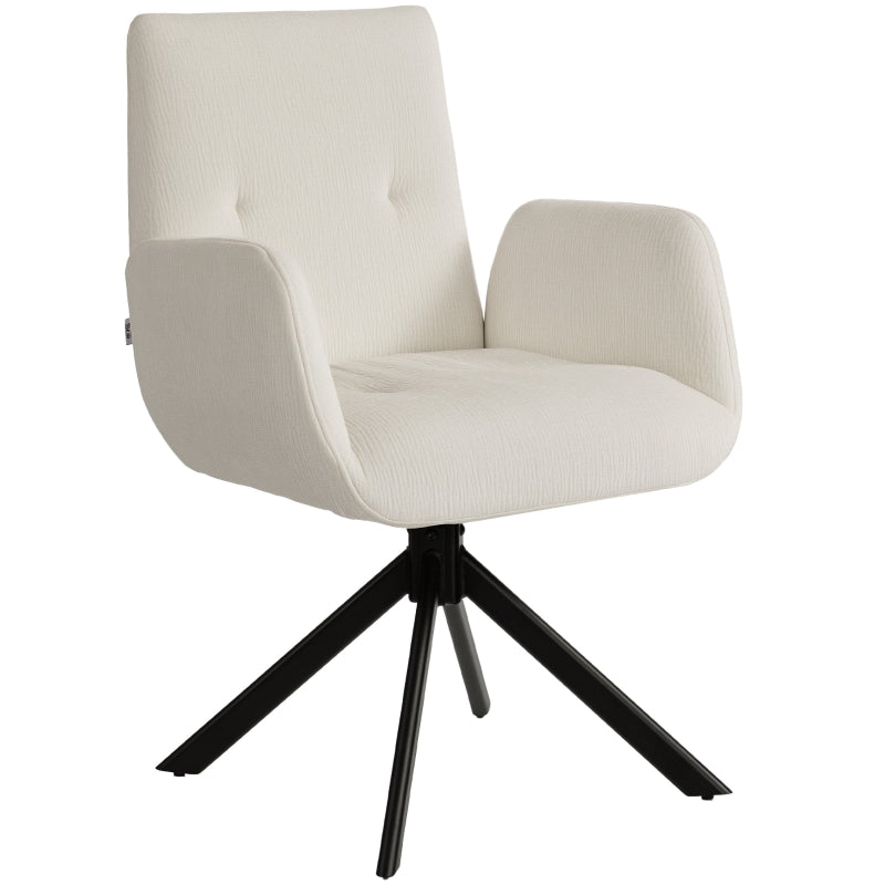 Upholstered Armchair, Accent Chair Modern Design Swivel 120 kg, Cream White