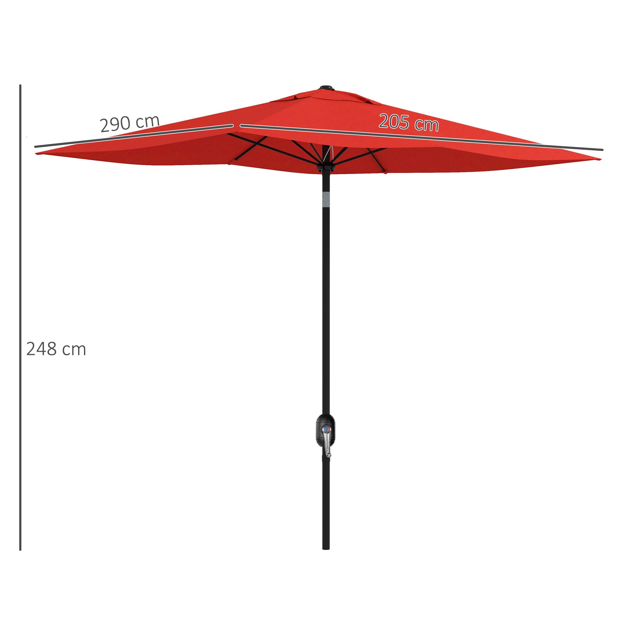 Garden Parasol Umbrella, Rectangular Outdoor Market Sun Shade, Wine Red