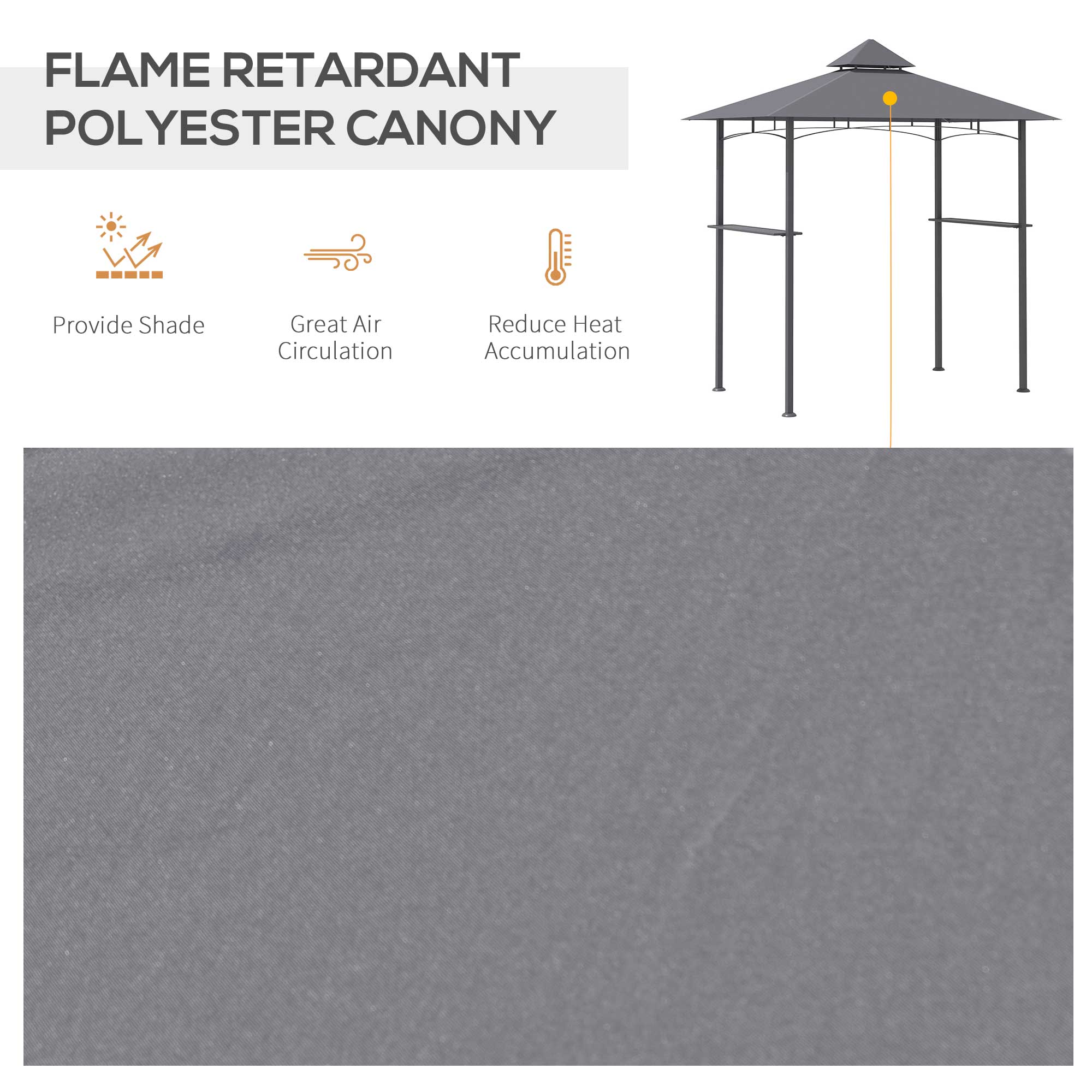 BBQ Gazebo Grill Canopy Barbecue Tent Shelter Patio Deck Cover 2.5M (8ft) Double-Tier - Grey