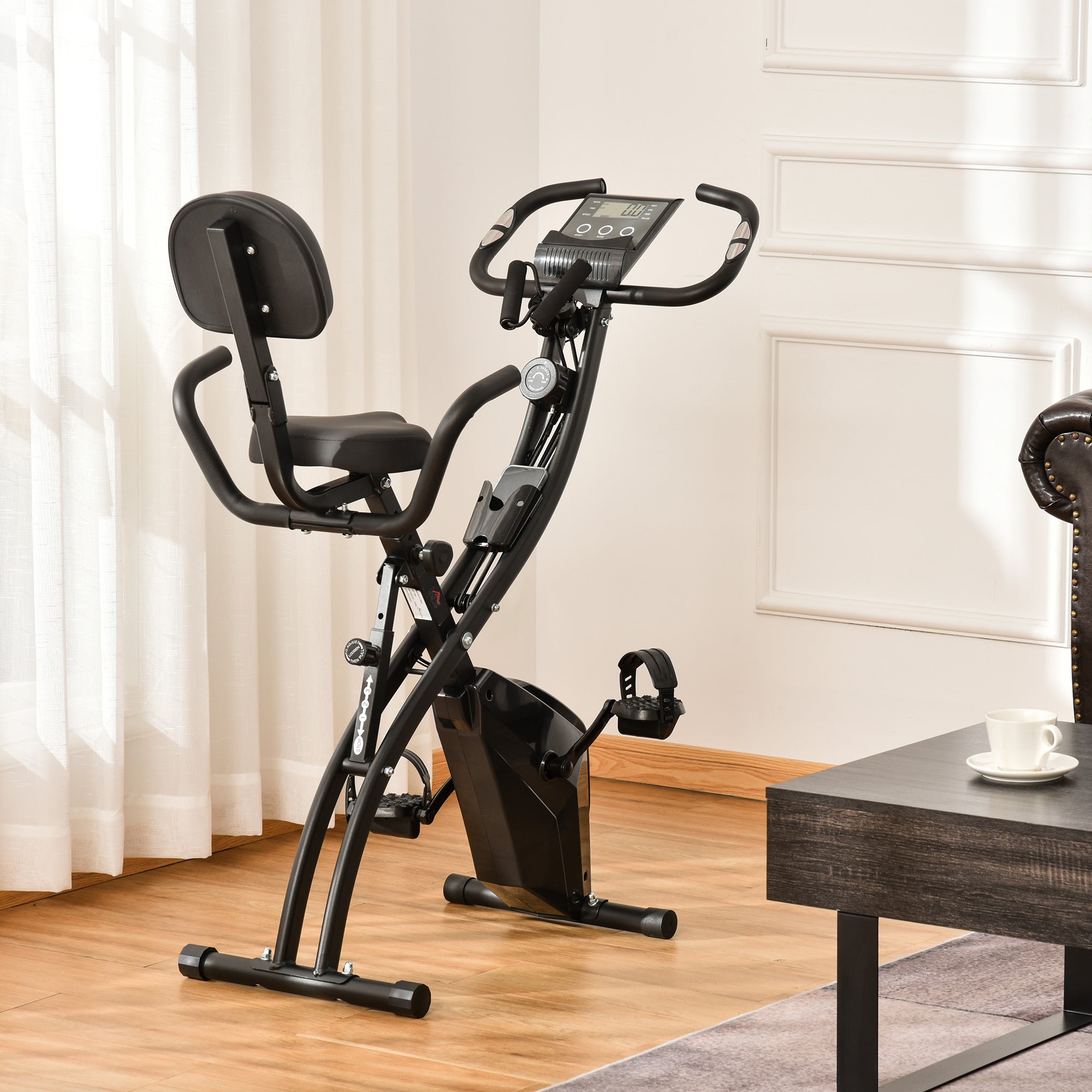 Exercise Bike, Foldable 8-Level Magnetic Resistance, Metal