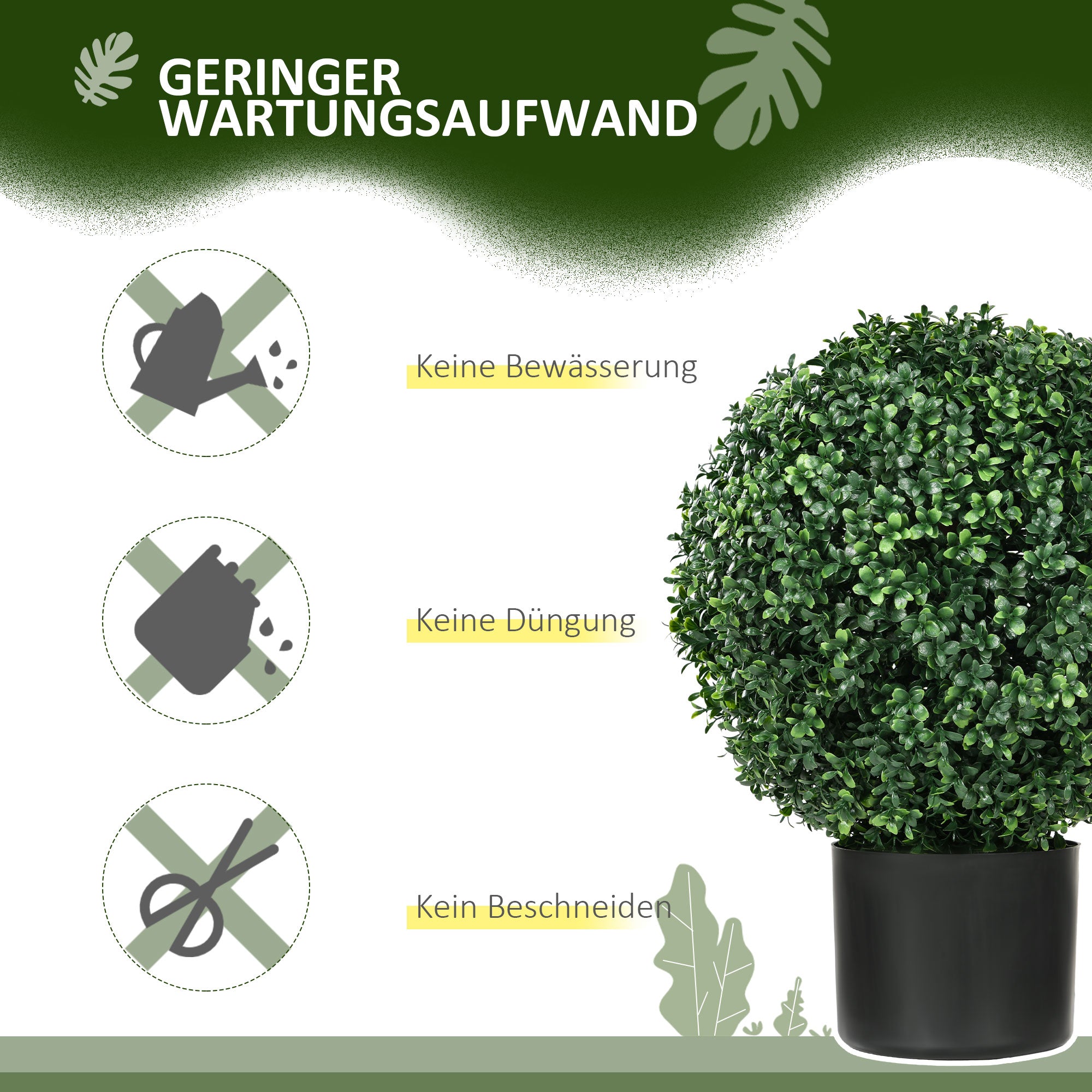 Artificial Plants, UV-resistant Boxwood, 52 cm, Green