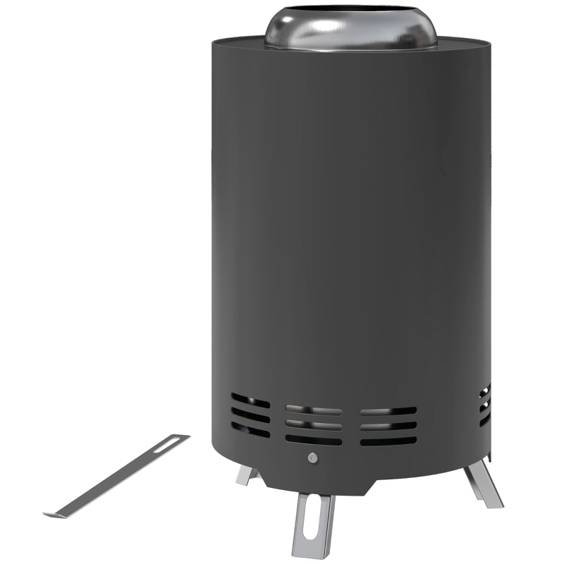 Fire Bowl 16x25cm with Poker, Stainless Steel, Gray