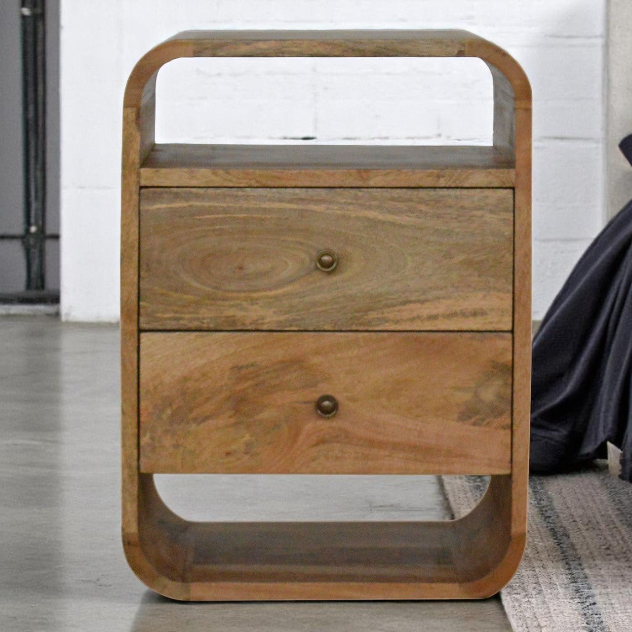 London Bedside 2-Drawer Mango Wood Nightstand