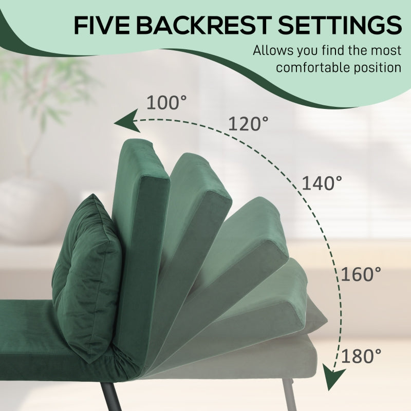 4-in-1 Single Chair Bed, Velvet-Feel Green