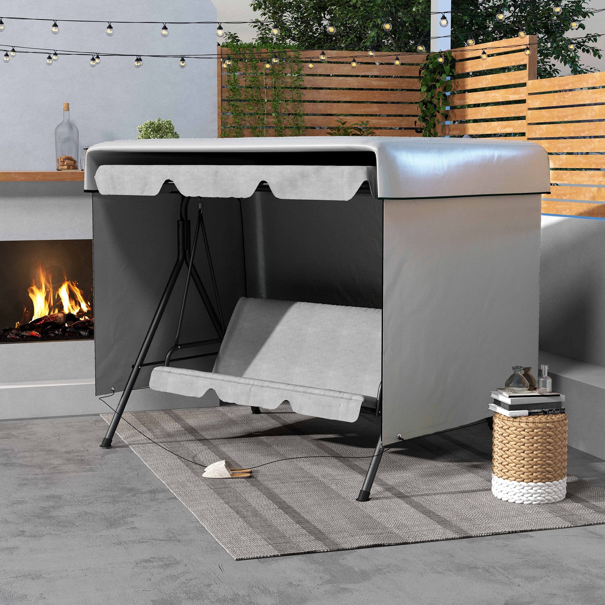 Protective Cover Waterproof UV Protection Rectangular PE Grey