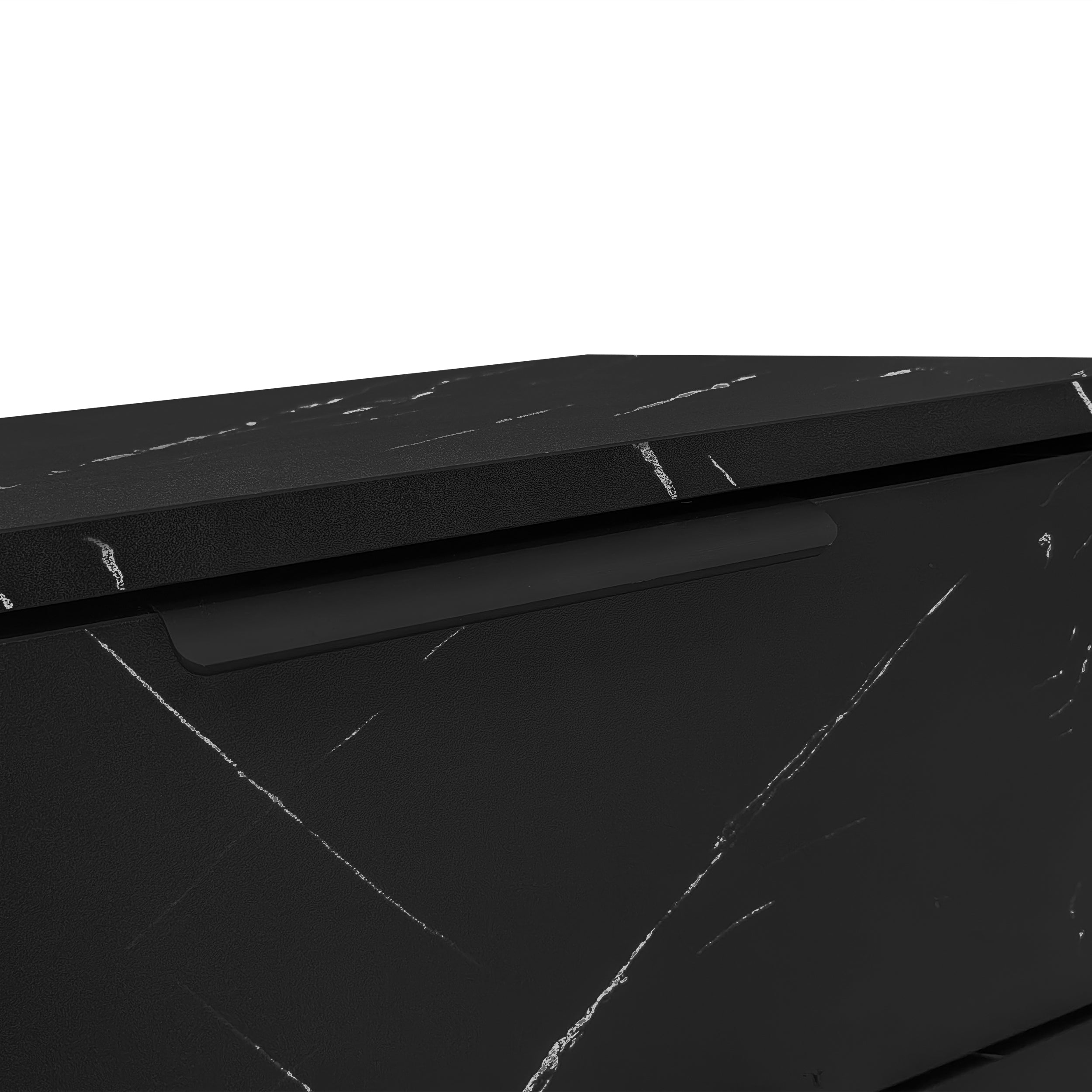 TV Cabinet 200cm Marble Look, Black