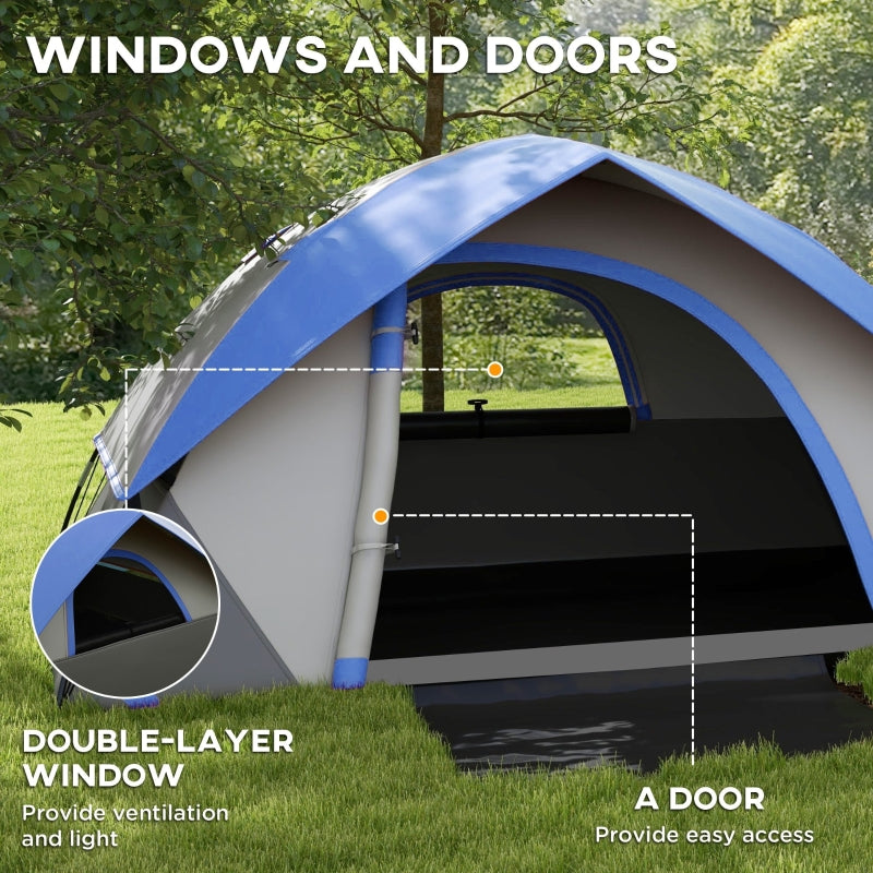 Two Man Single Room Dome Tent with Accessories, Dark Blue/Grey