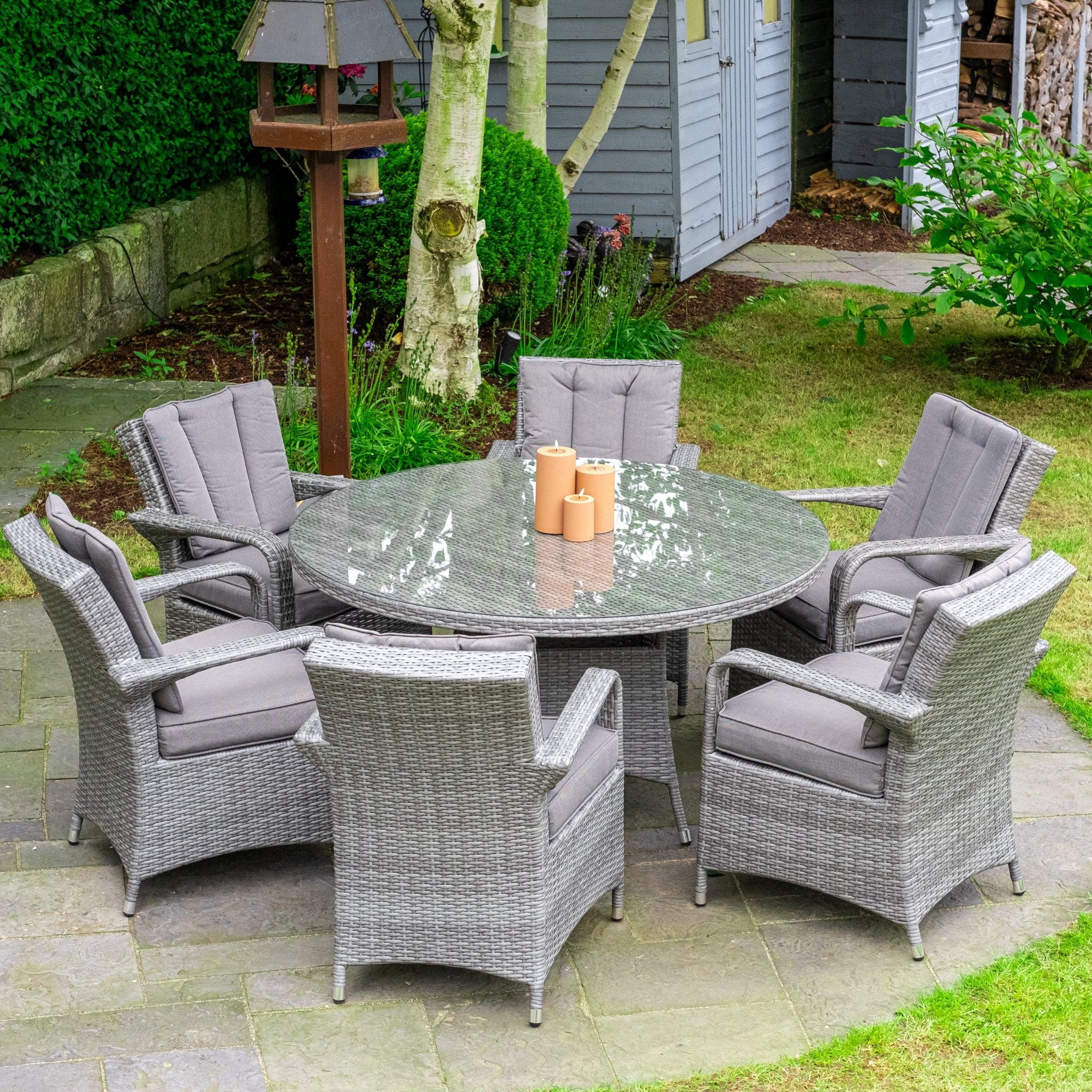Havana - 6 Seat Set with 135cm Round Table (Light Grey)
