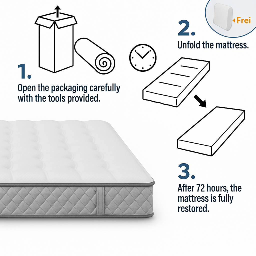Orthopedic cold foam King mattress, 140x200 cm, 7-zone pocket spring core, H3 medium firm, 20 cm height, vacuum packed