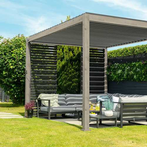 Nova - Titan Aluminium Pergola - 3m x 3m Square - Wood Look