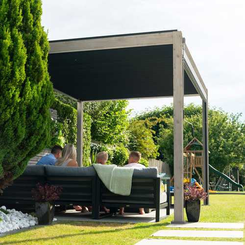 Nova - Titan Aluminium Pergola - 3m x 3m Square - Wood Look