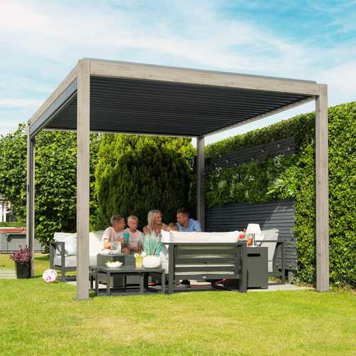 Nova - Titan Aluminium Pergola - 3m x 3m Square - Wood Look