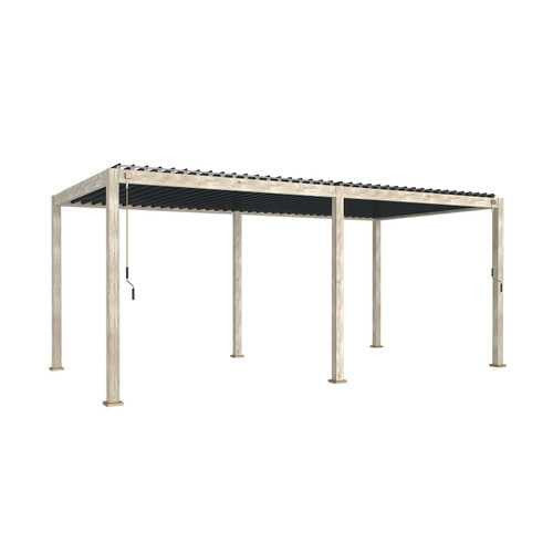 Nova - Titan Aluminium Pergola - 6m x 3m Rectangular - Wood Look