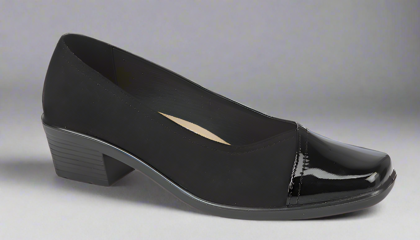 Diana Two-Tone Court Shoe - BLACK