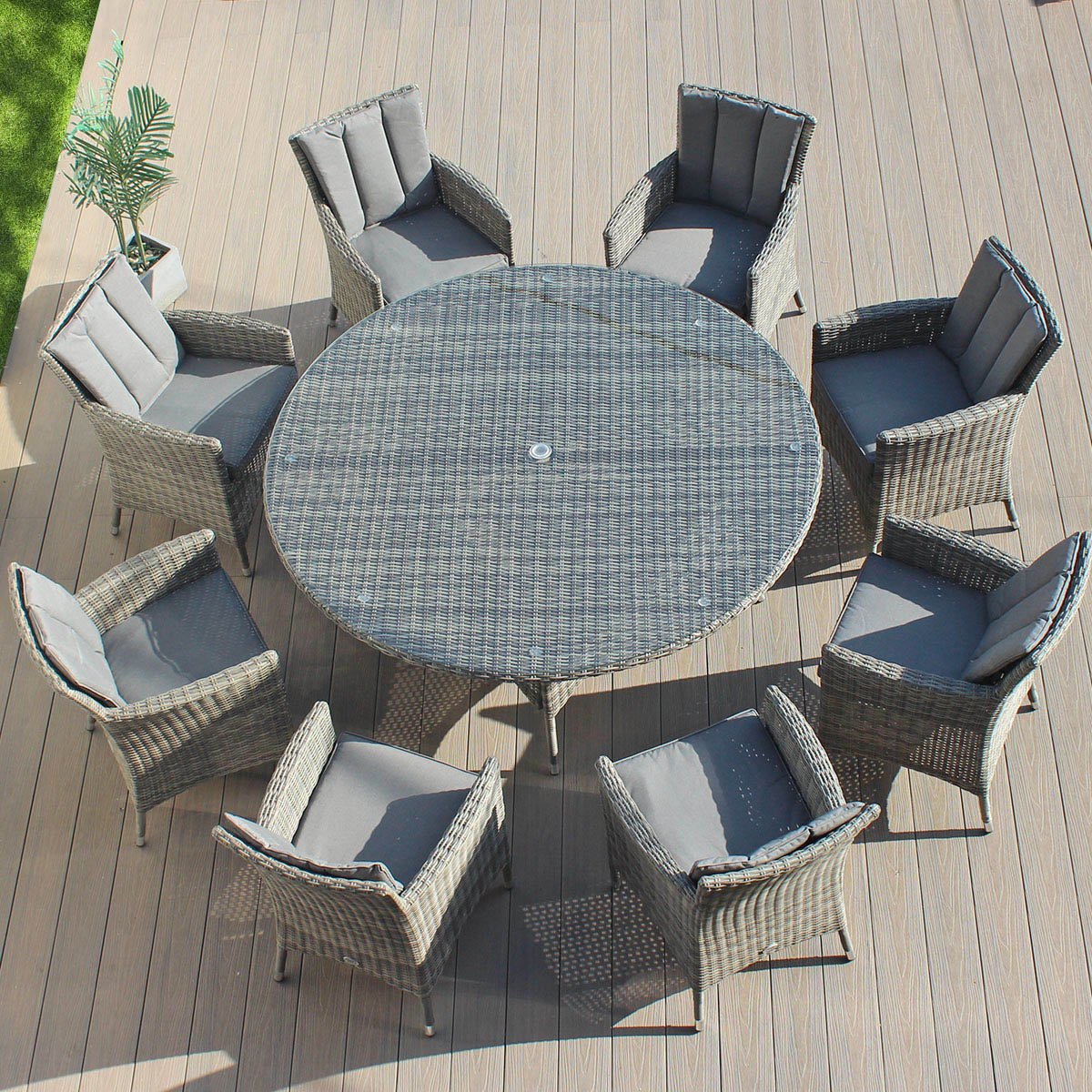 Oxford - 8 Seat Set with 170cm Round Table (Dark Grey) - Rathwood Store