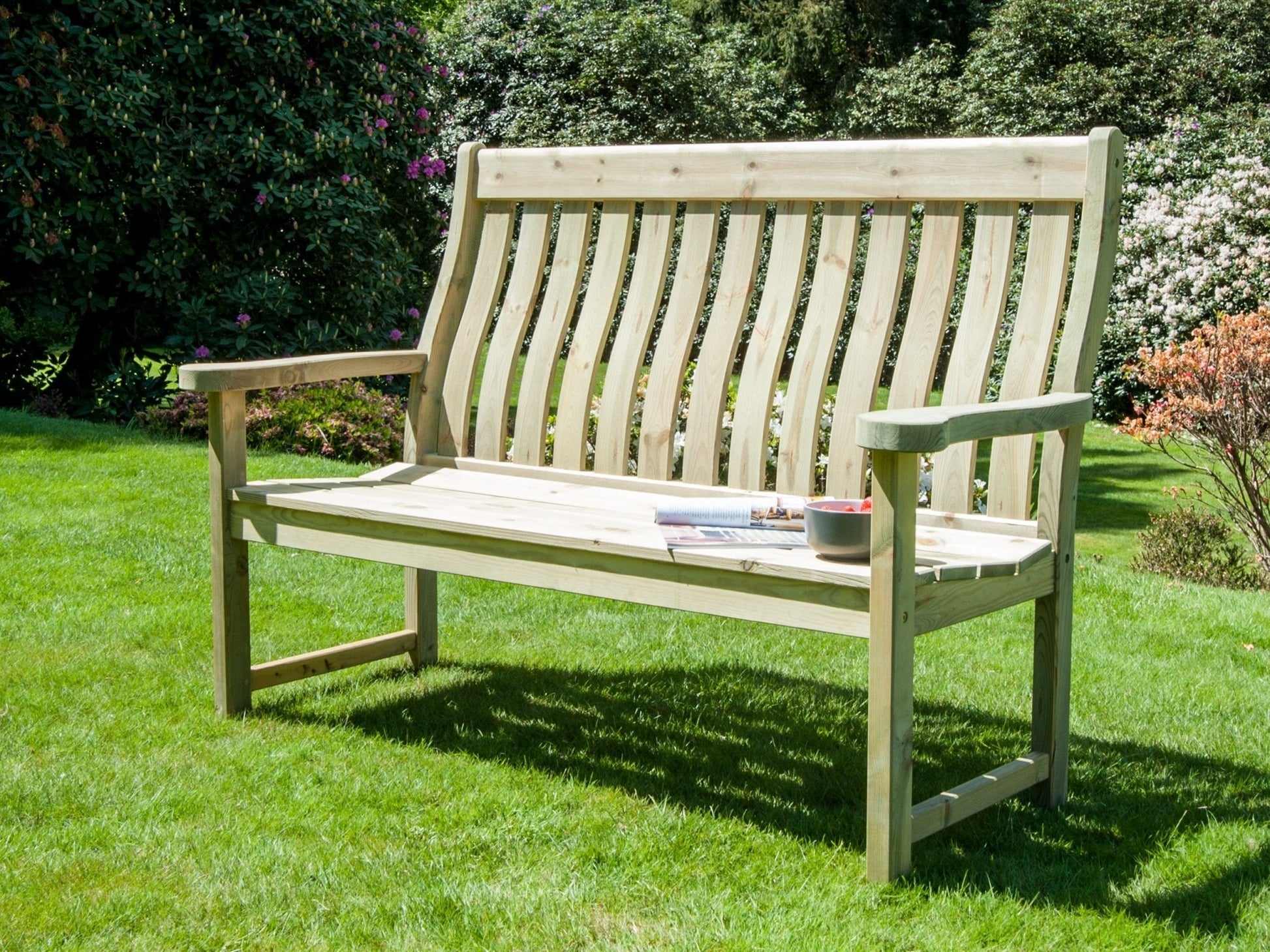Pine Wood Farmers High Back Bench 5 ft (FSC Mix Credit) - Rathwood Store