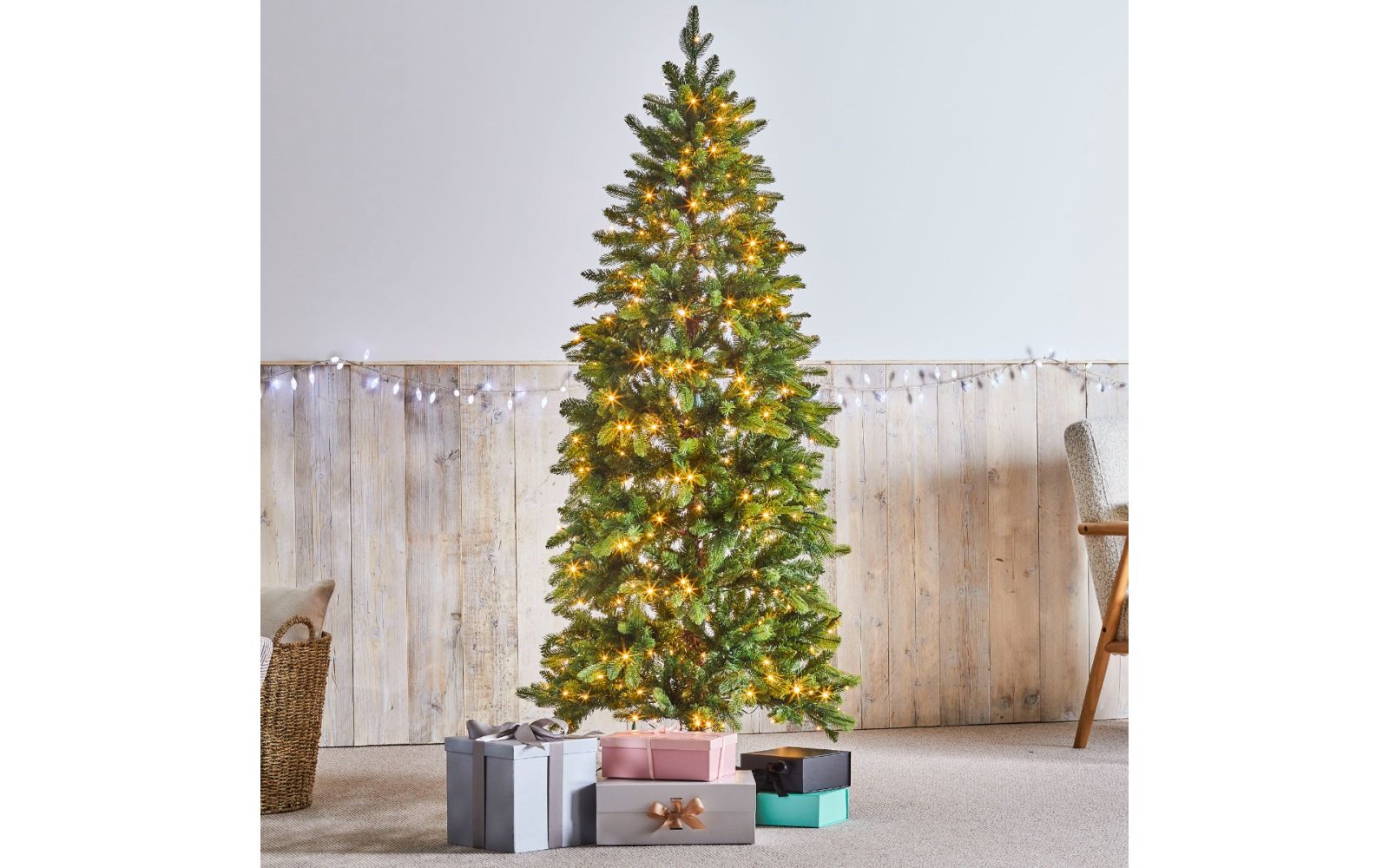 Vail 6ft 180cm Premium Pre Lit Slim Christmas Tree with 350 LED Lights