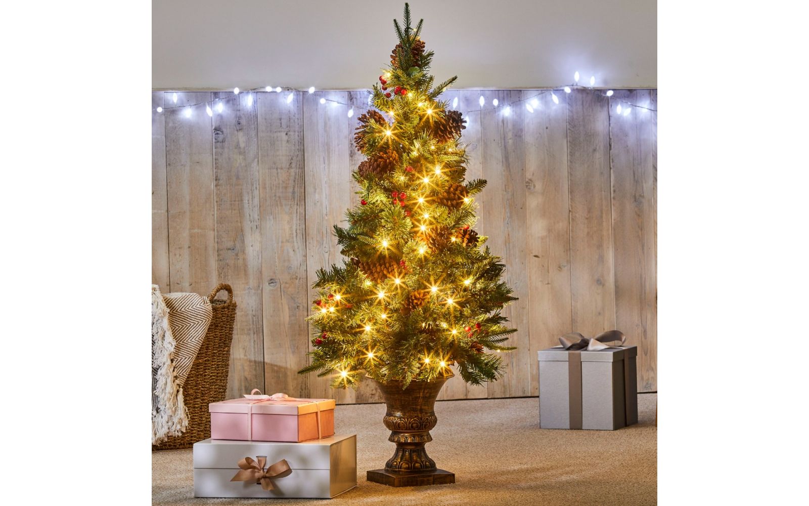 Meribel 4ft 120cm Pre Lit Christmas Tree with 100 LED Lights