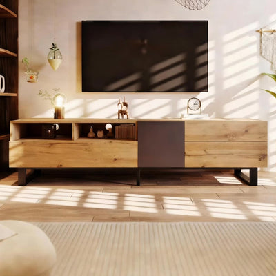 Modern Color TV Cabinet, 180cm TV Stand with Wood Grain Finish