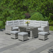 Ravenna - Corner Sofa Set with Rectangular Table (White Washed)