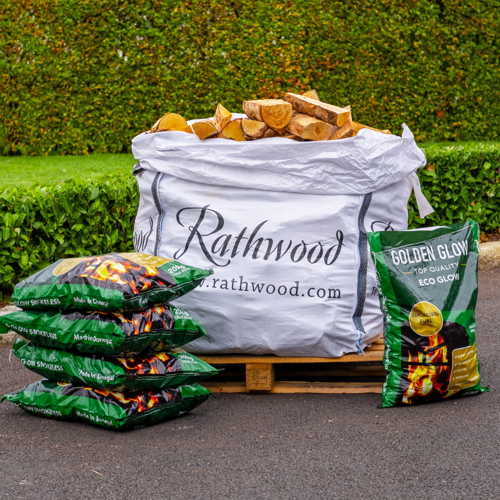 5 x 20kg Eco Glow Coal and Oak Firewood Bulk Bag Bundle RW IE