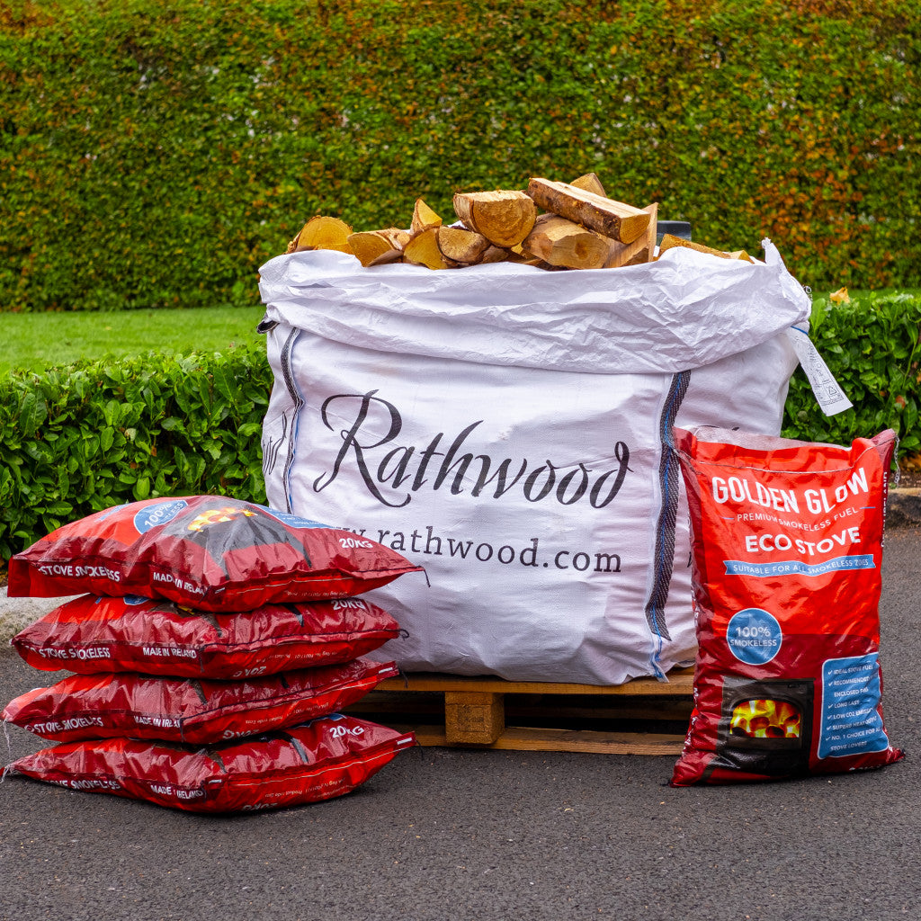 5 x 20kg Eco Stove Coal and Oak Firewood Bulk Bag Bundle RW IE
