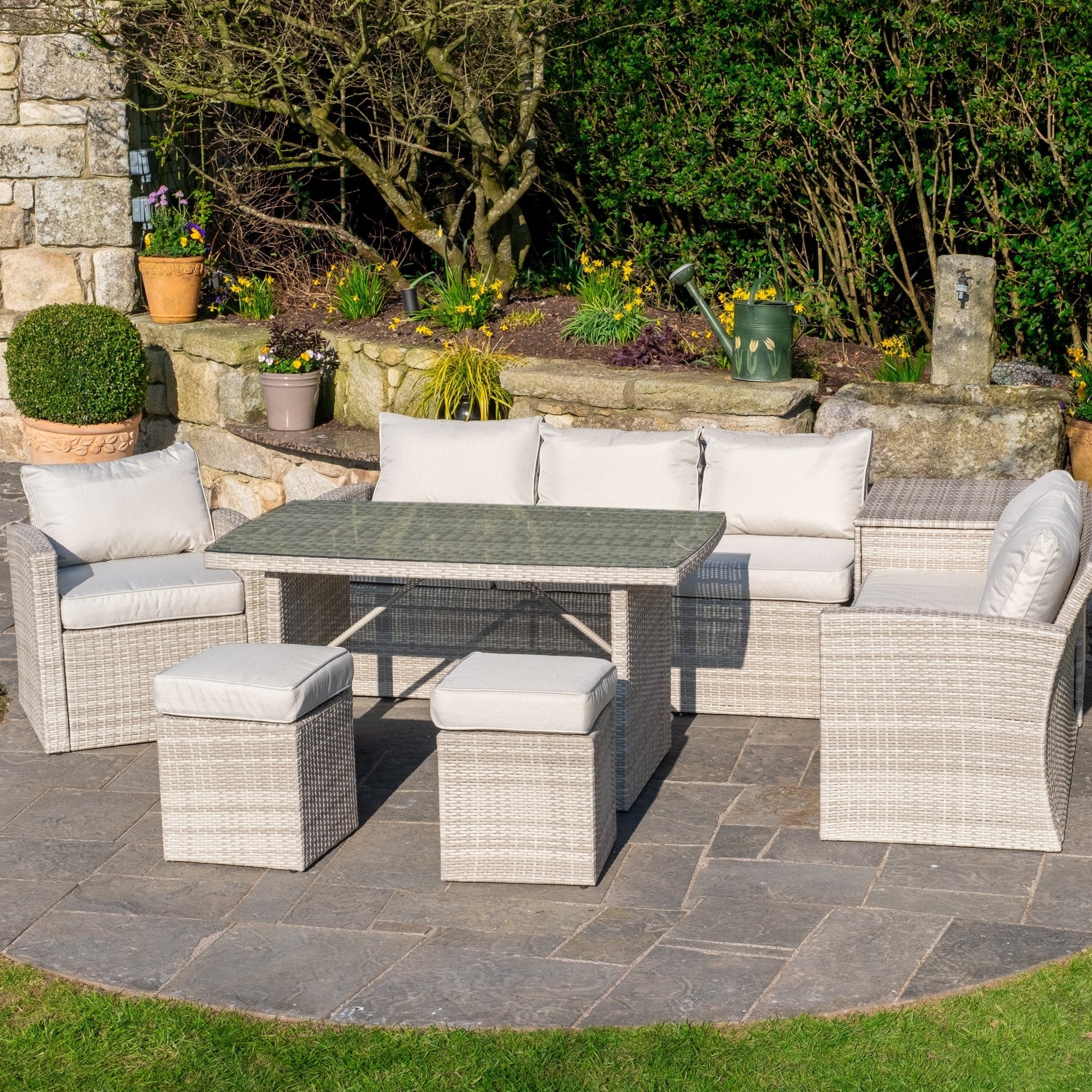 Santiago Sofa Set (White Washed) - Rathwood Store